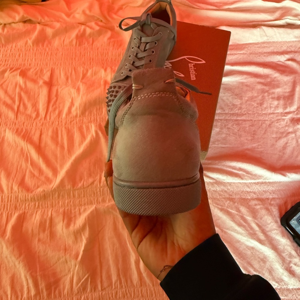 Christian Louboutin Gray Spiked Sneakers - Picture 4 of 7
